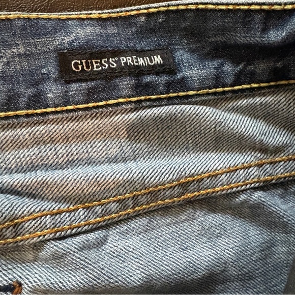 Men’s Guess Premium Denim Washout Distressed Jeans Wide Boot Cut 36x30 - Picture 5 of 13